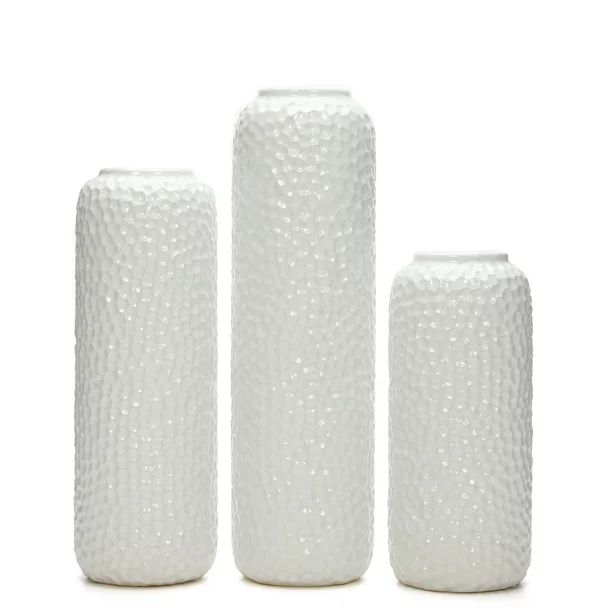 Hosley Set of 3, White Ceramic Honeycomb Vases - Walmart.com | Walmart (US)