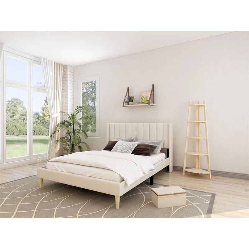 Eriksay Low Profile Upholstered Platform Bed With Wingback Headboard | Wayfair North America