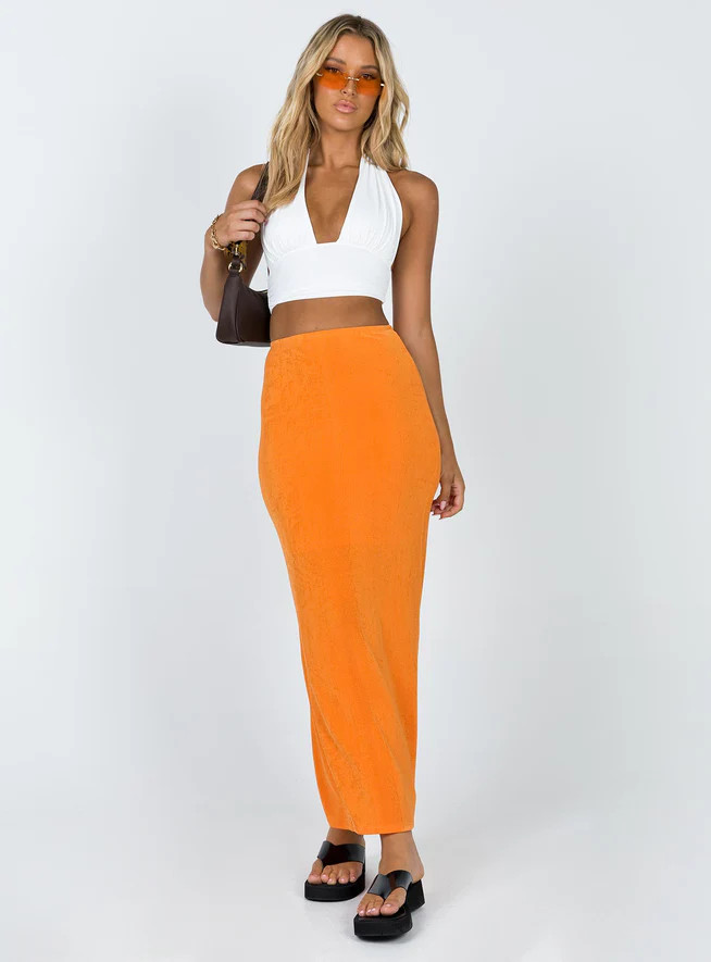 Harriette Maxi Skirt Orange | Princess Polly US