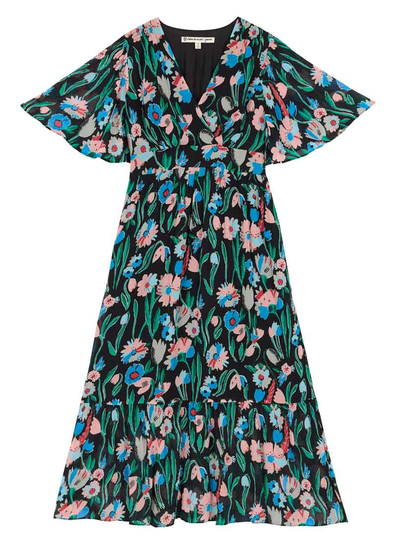 Celia Birtwell X Joanie - Queen of the Night Angel Sleeve Floral Print Maxi Dress | Joanie