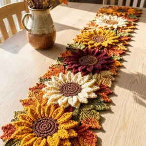 Crochet Sunflower Table Runner, Handmade Fall Table Decor, Farmhouse Cottagecore Table Centerpiec... | Etsy (Global)