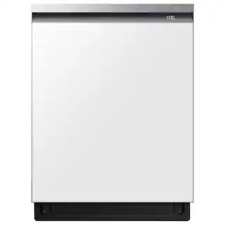 Samsung Bespoke 24 in White Glass Top Control Smart Built-In Tall Tub Dishwasher with Stainless S... | The Home Depot