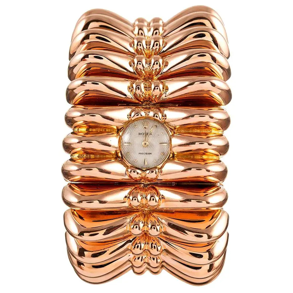 Rolex Retro Rose Gold Oversized Bracelet Watch | 1stDibs