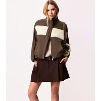 Women's Brown Colour Block Bubbles Hem Zip Windbreaker Jacket New Look | New Look (UK)