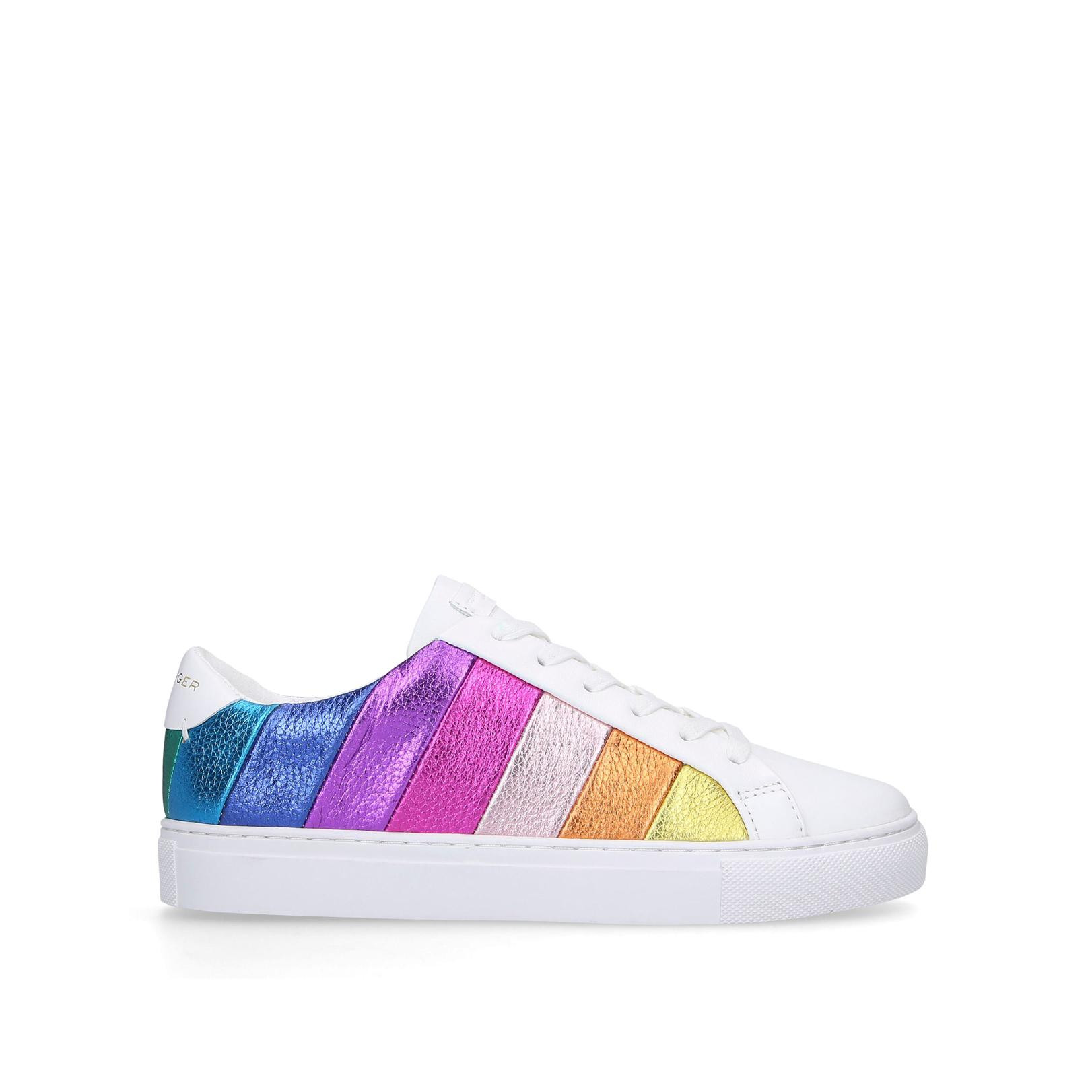 LANE STRIPE Metallic Rainbow Leather Sneakers by KURT GEIGER LONDON | Kurt Geiger (Global)