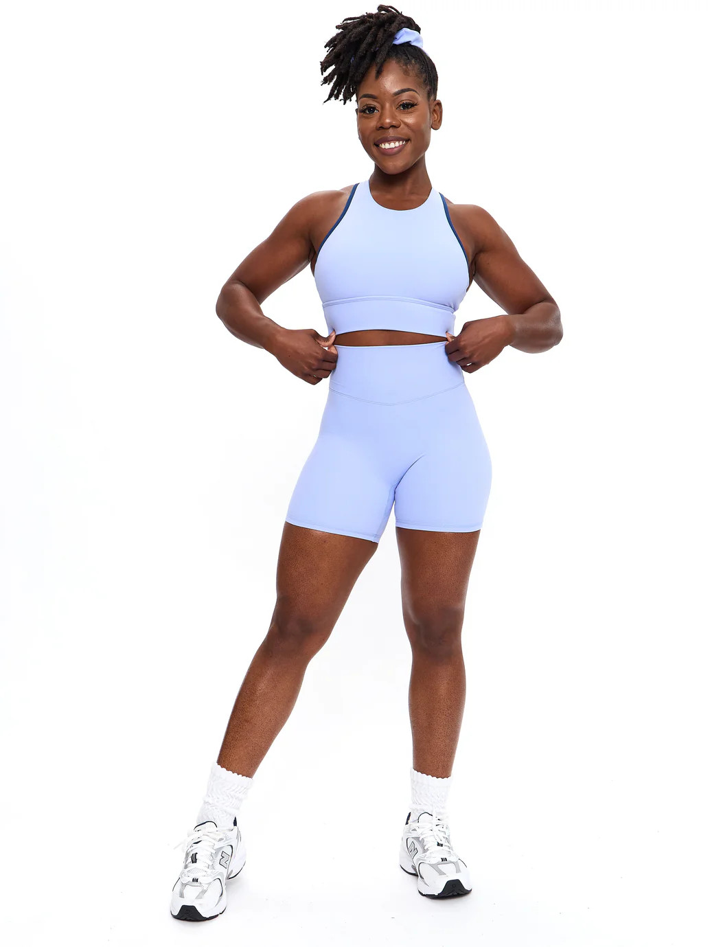 Geo Sports Bra - Rainwater Blue | Buffbunny