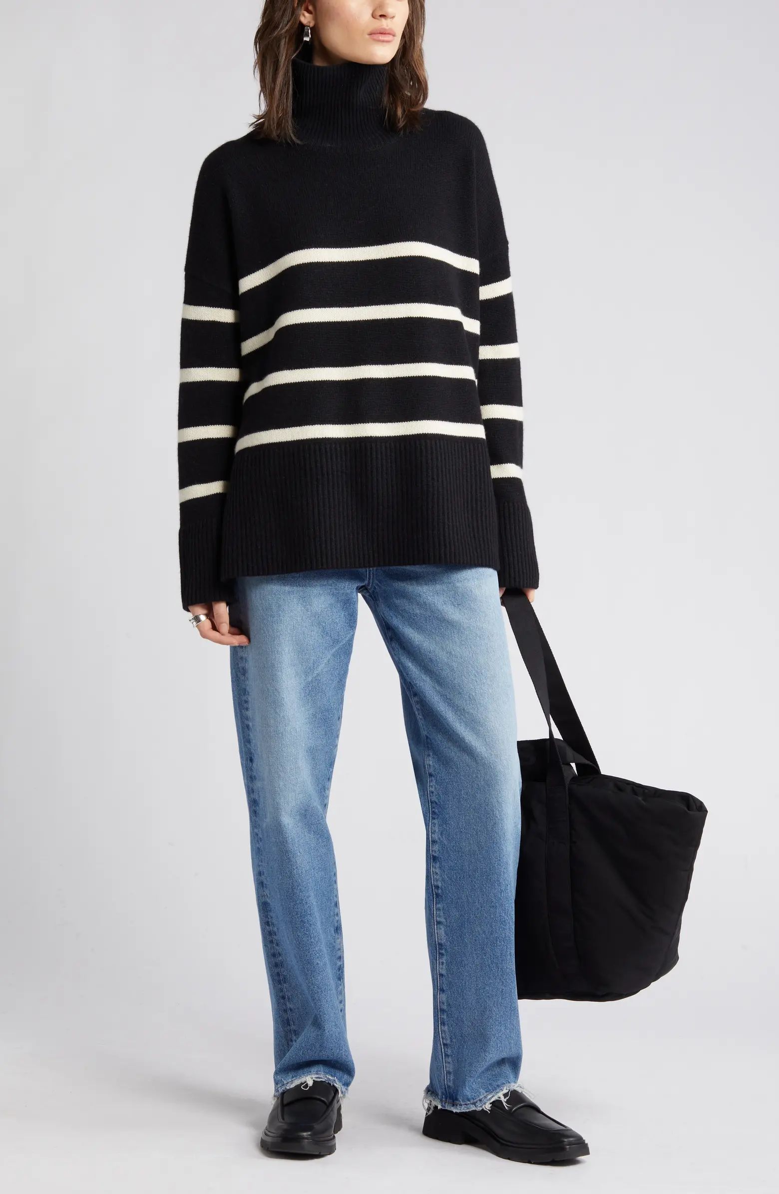 Stripe Cashmere Turtleneck Sweater | Nordstrom