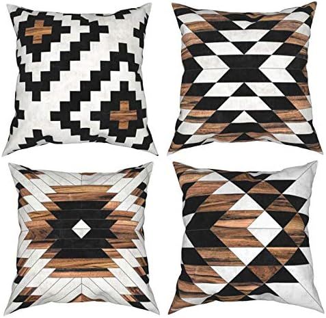 NIANWU Urban Tribal Pattern Aztec Concrete and Wood Accent Pillowcase Decorative Throw Pillow Cas... | Amazon (US)