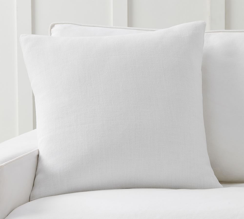 Belgian Linen Pillow Cover, 24", White | Pottery Barn (US)