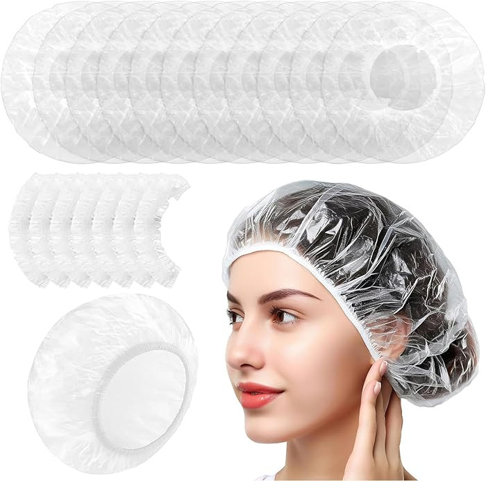 100 Stück Einweg-Duschhauben, Duschhaube, wasserdichte, transparente Duschhaube aus Kunststoff, ... | Amazon (DE)