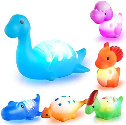 VIBOYLAR Bath Toys for Toddlers 1-3: 6 Packs Light-Up Floating Dinosaur Baby Toddler Bath Toys Se... | Amazon (US)