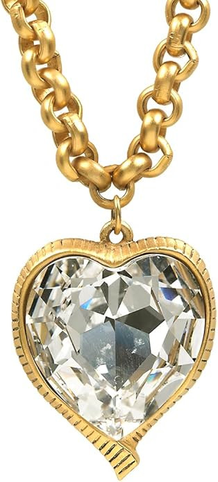 MADE IN USA - 16" Necklace Large Crystal Heart-Shape Center, from ILANET Jewels of Fantasy Collec... | Amazon (US)