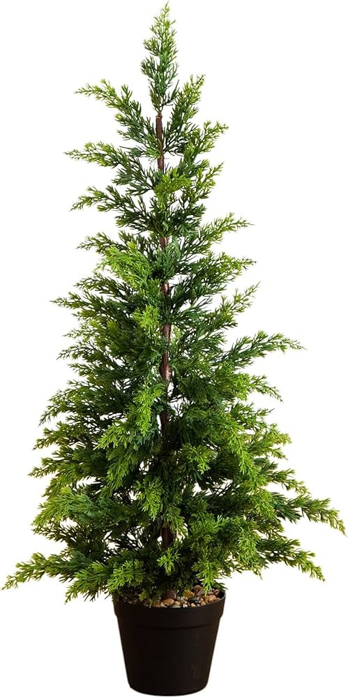 Nearly Natural 3ft Artificial Cypress Topiary Christmas Tree - Compact Holiday Decor for Small Sp... | Amazon (US)