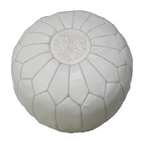 Handmade Contemporary Handmade Imported Genuine-leather Ottoman Pouf (Morocco) | Bed Bath & Beyond