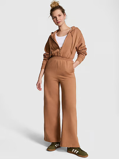 Ivy Fleece Hoodie Jumpsuit, Beige, XS - Women's Bottoms - PINK | Victoria's Secret (US / CA )