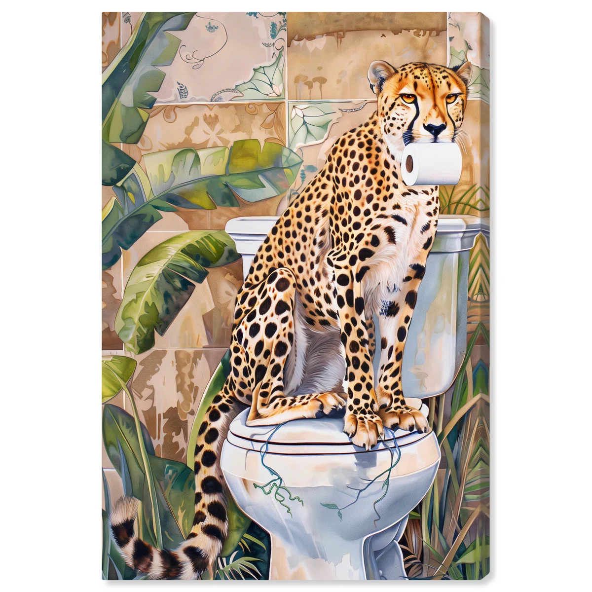 Cheetah Toilet Canvas Jungle Bathroom Art by Art Remedy | Wayfair North America