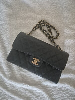 Vintage Chanel Small Classic Flap - Black Caviar With 24k Gold Hardware  | eBay | eBay UK