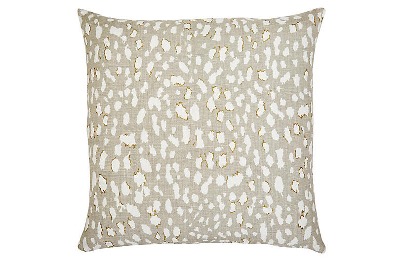 Ollie 22x22 Pillow, Beige Leopard Linen | One Kings Lane