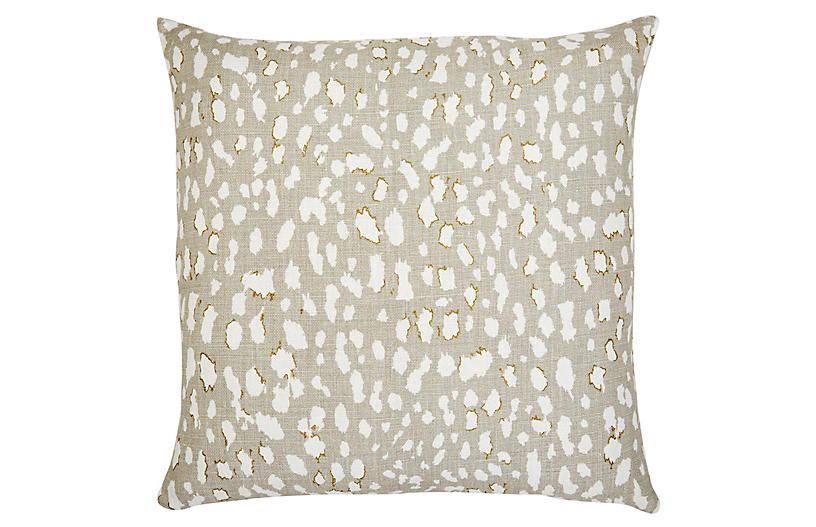 Ollie 22x22 Pillow, Beige Leopard Linen | One Kings Lane