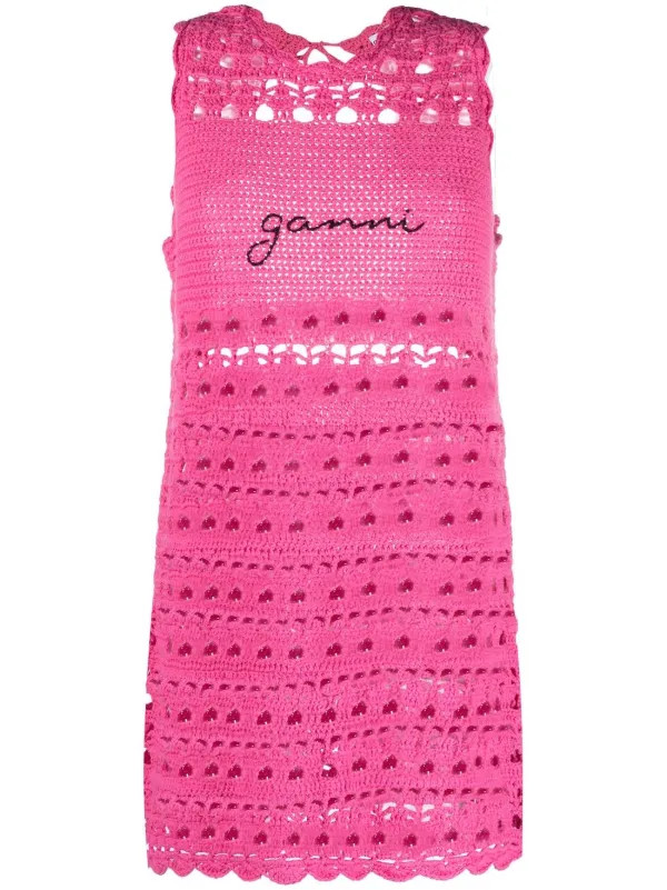 logo-embroidered crochet dress | Farfetch Global