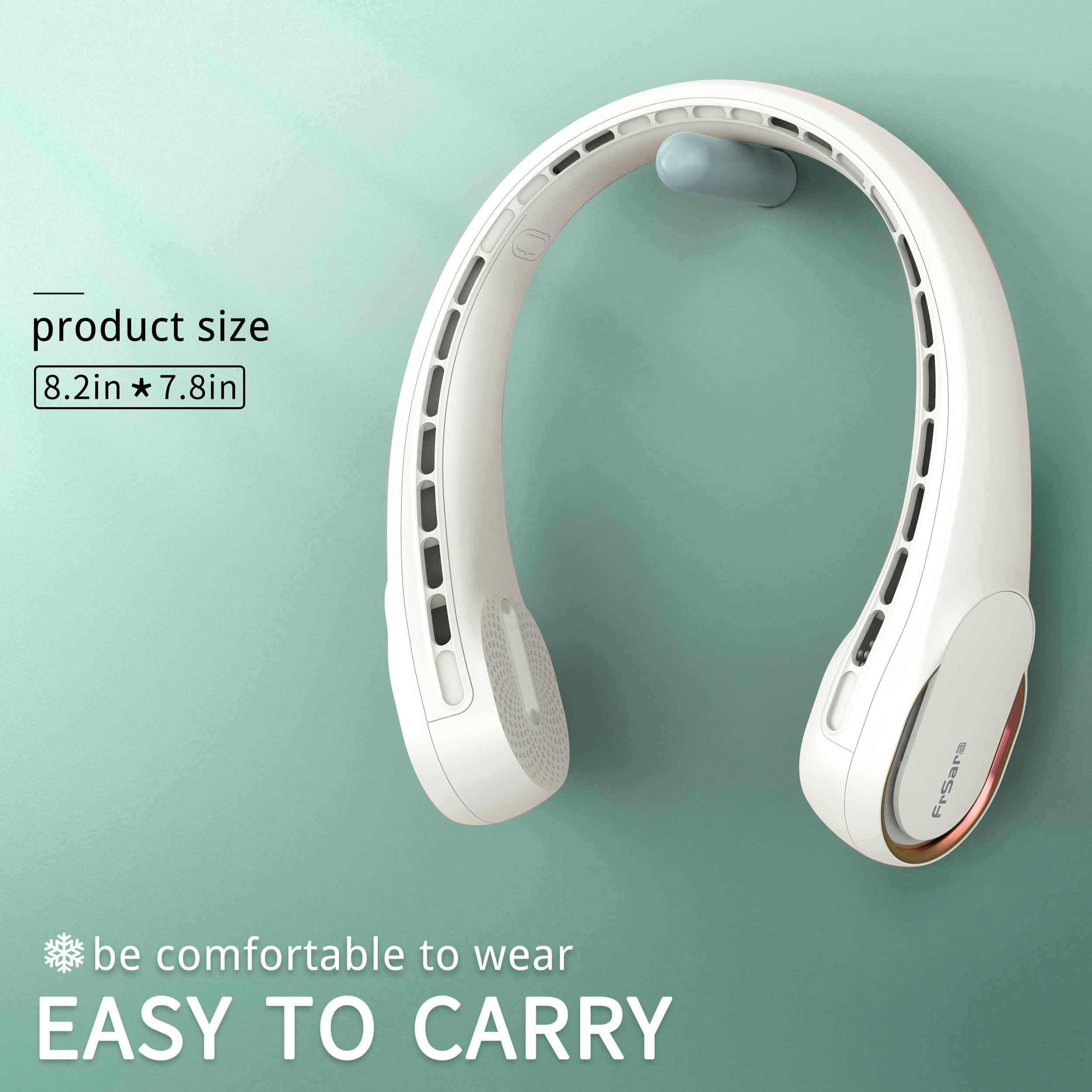 FrSara Neck Fan, Portable Personal Fan Strong Wind, 4000mAh, Air Volume,360° Cooling, No Hair Tw... | Amazon (US)