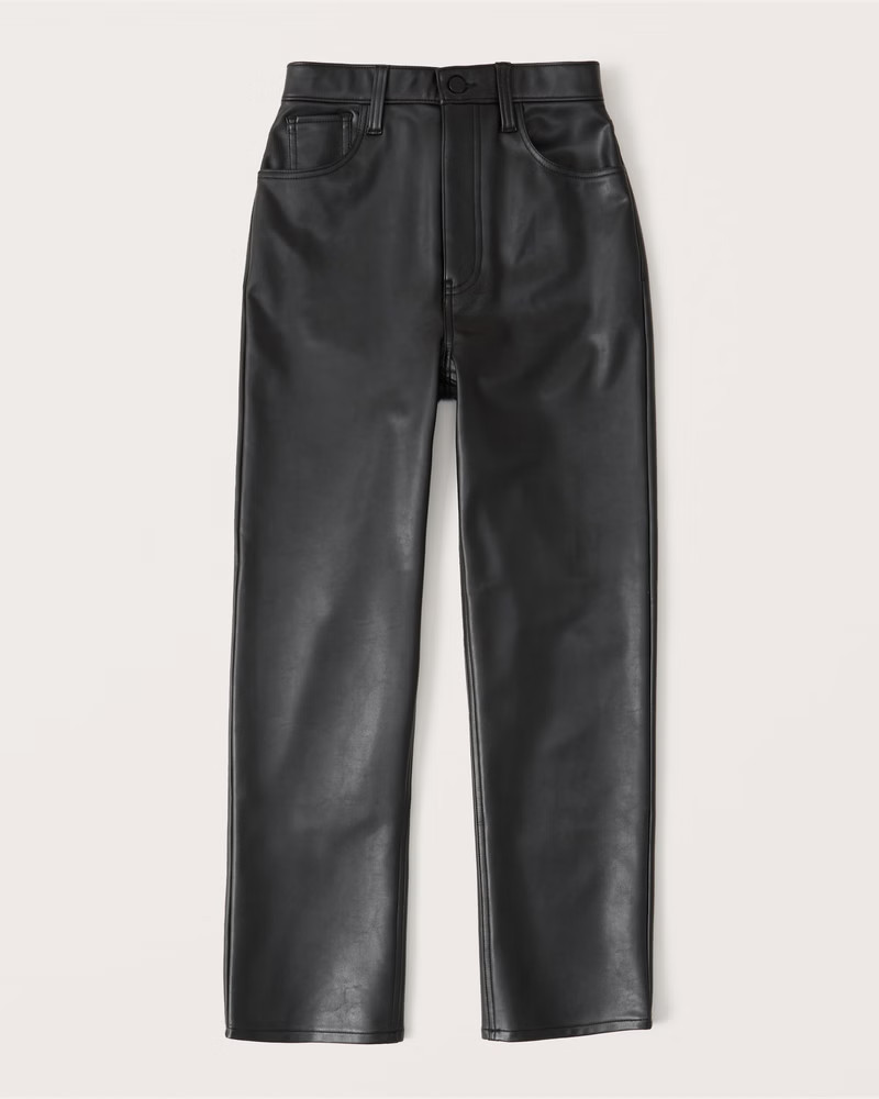 Vegan Leather Ankle Straight Pants | Abercrombie & Fitch (US)