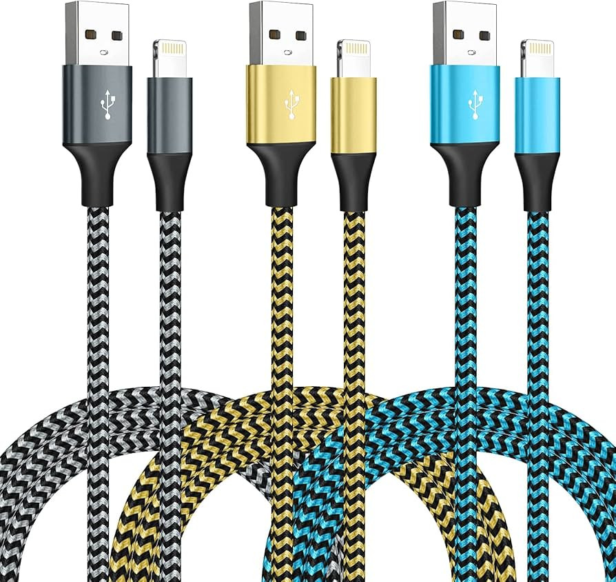 Jeercor [Apple MFi Certified] iPhone Charger 3 Pack 6FT USB Lightning Cable Fast Charging Nylon B... | Amazon (US)
