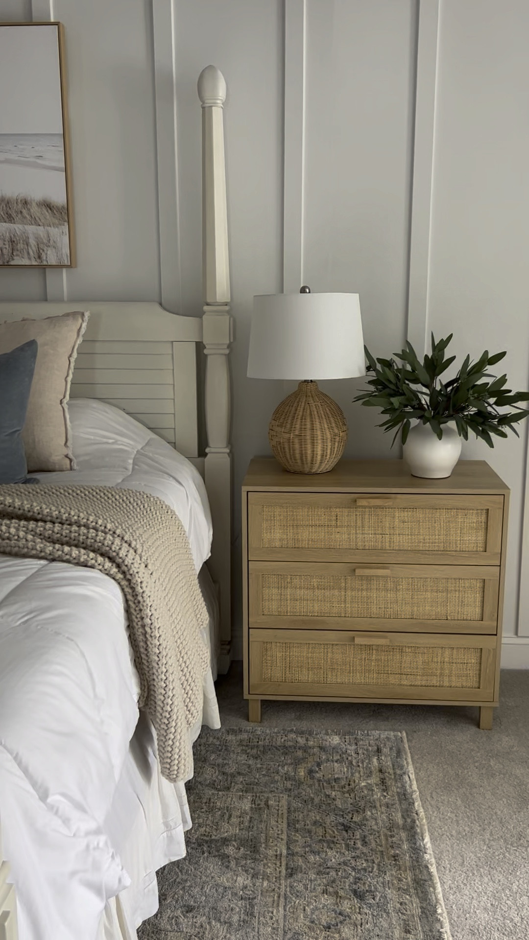 LOVING our new rattan nightstands from Amazon!

These neutral nightstands check all the boxes! 
Nightstand with Storage, beautiful natural nightstand, oversized nightstand, affordable nightstand, neutral nightstand, three drawer cabinet, bedside table, bedroom decor, woven table lamp, real touch artificial eucalyptus stems, faux green branch stems, artificial branch, ceramic vase, neutral woven throw blanket, oversized throw for end of the bed, natural knit blanket.

#target #amazon #bedroom

#LTKhome #LTKstyletip