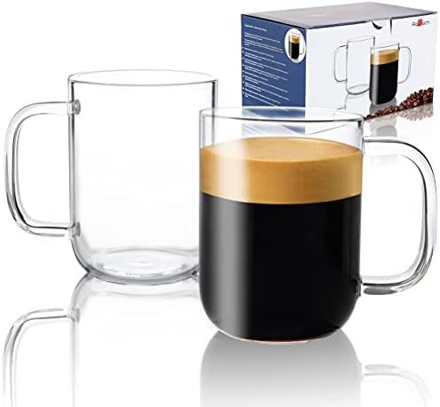 Aquach Glass Mugs 20 oz Set of 2, Extra Large Clear Glass Cup with Handle for Hot/Cold Coffee Tea Be | Amazon (US)