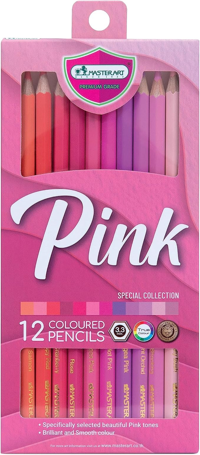 MASTERART Colored Pencils Special Collection Set of 12 Colors for Kids and Adults Coloring (PINK ... | Amazon (US)