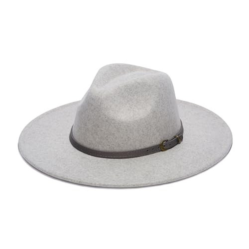 Wide Brim Fedora Hat for Women, Faux Wool Felt, Animal Print Band, Classic Western Style (US, Alpha, One Size, Medium, Grey Braid) | Amazon (US)