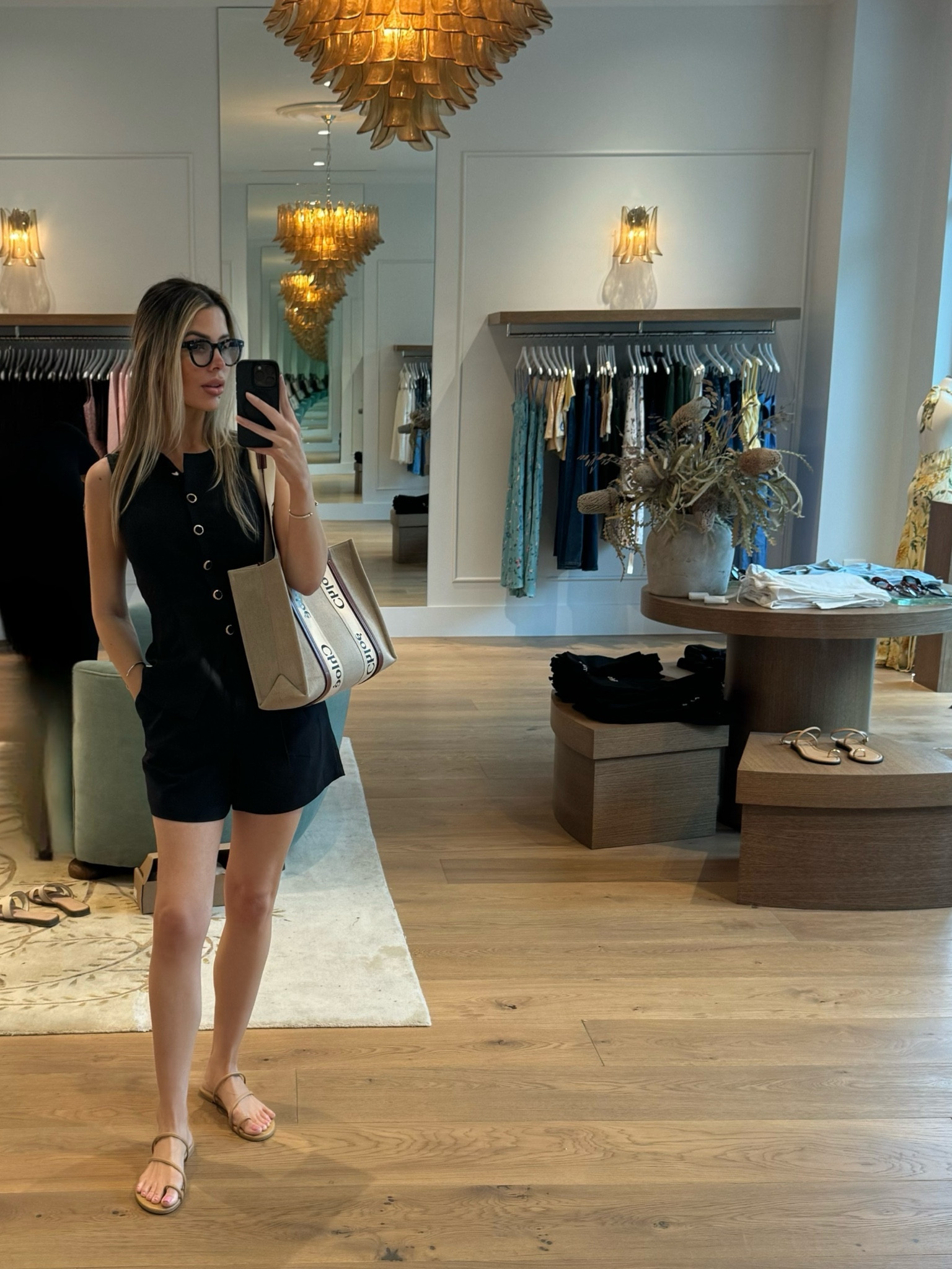 Minimalistic. 
Trouser shorts size 25. Chloe tote bag. Reformation sandals. 
#LTKFIND

#LTKSaleAlert #LTKootd #LTKTravel