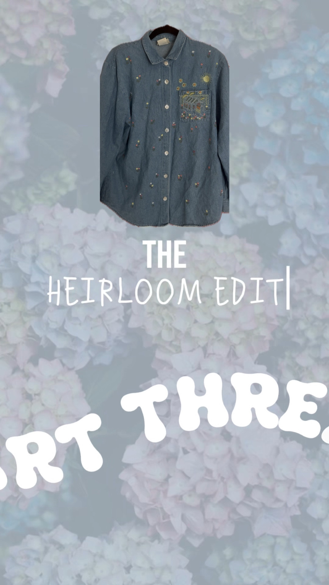 PART THREE: Teddi embroidered denim, garden esq button down🪴
from Grandmama 🩵 

She loved spring 🌸

Made in 🇲🇽

• • •
✨THE HEIRLOOM EDIT: A collection of vintage pieces that once belonged to my Grandmama + Granny. 

🥀In a way to grieve them
🥀In a way to keep them alive in spirit
🥀Through wardrobe pieces and trinkets

Be sure to follow + subscribe so you never miss a post 💌

#LTKActive #LTKootd #LTKstorytime