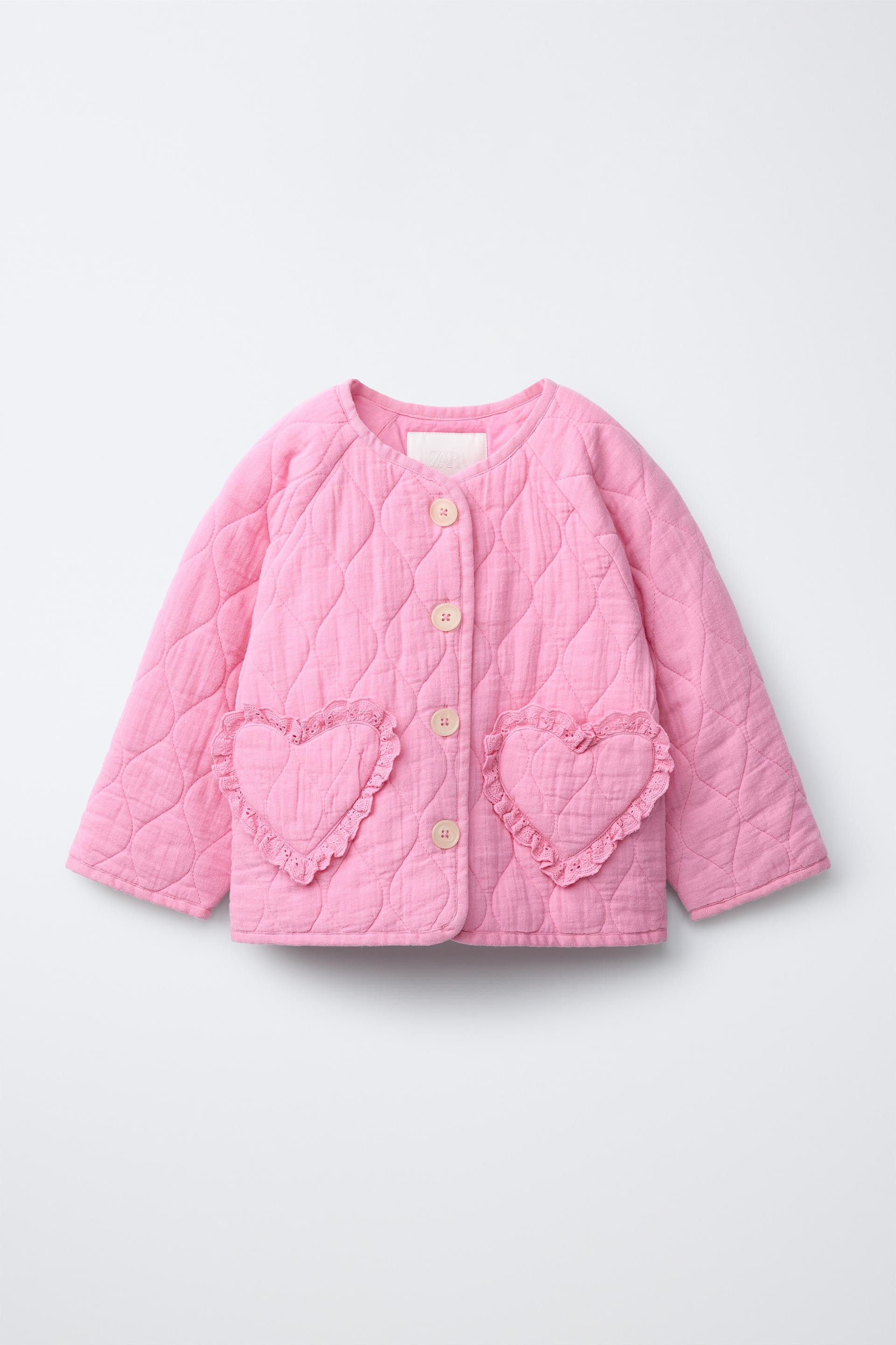 Zara - Quilted Jacket With Heart Pockets - Pink - 3 Years (38,6 Inches) - Kids | Zara US