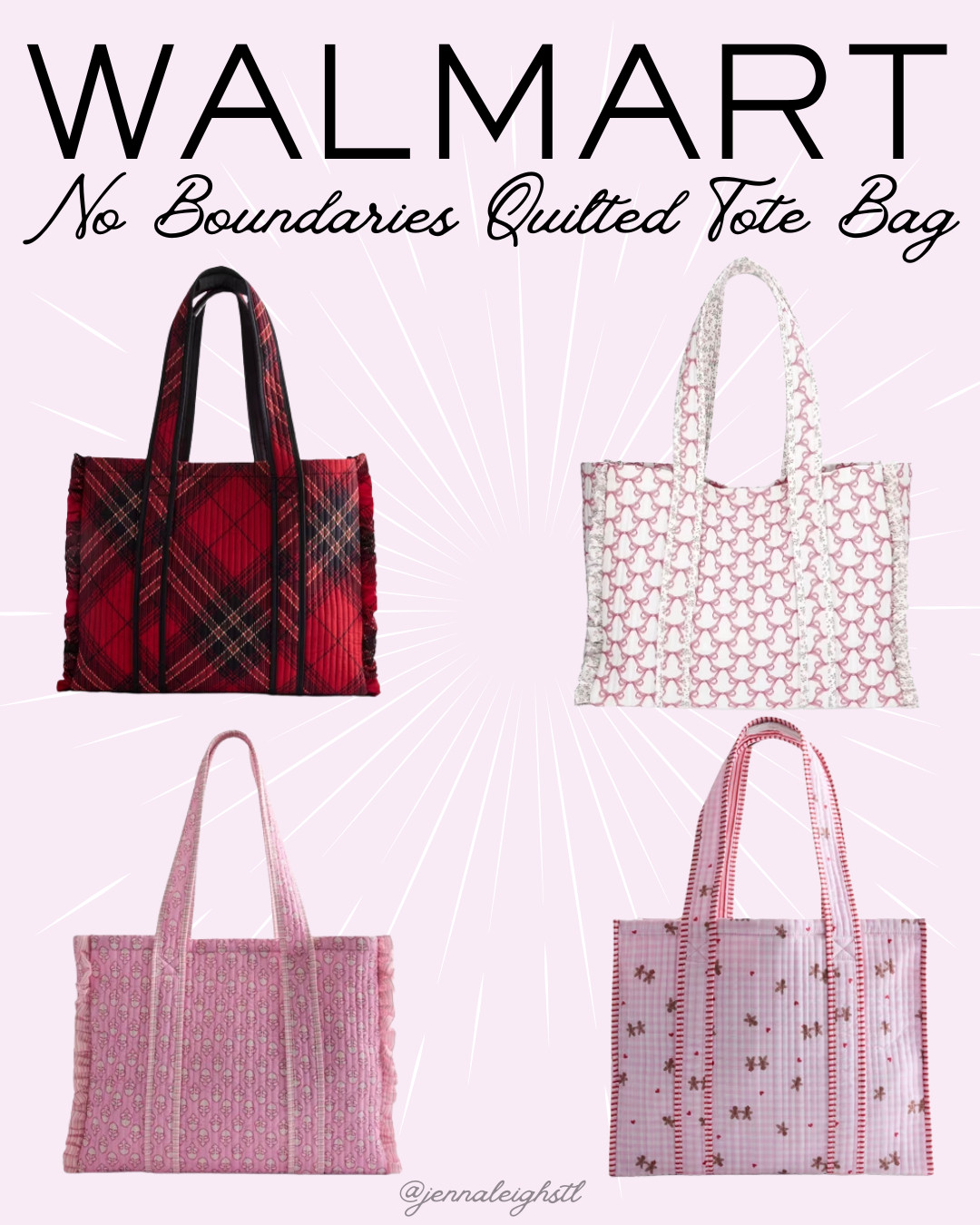 Such a fun Walmart bag find! This No Boundaries quilted tote comes in 4 different patterns, and I’m loving all the options. Such a cute everyday tote! 

 #LTKmomlife #LTKMidsize #LTKTravel