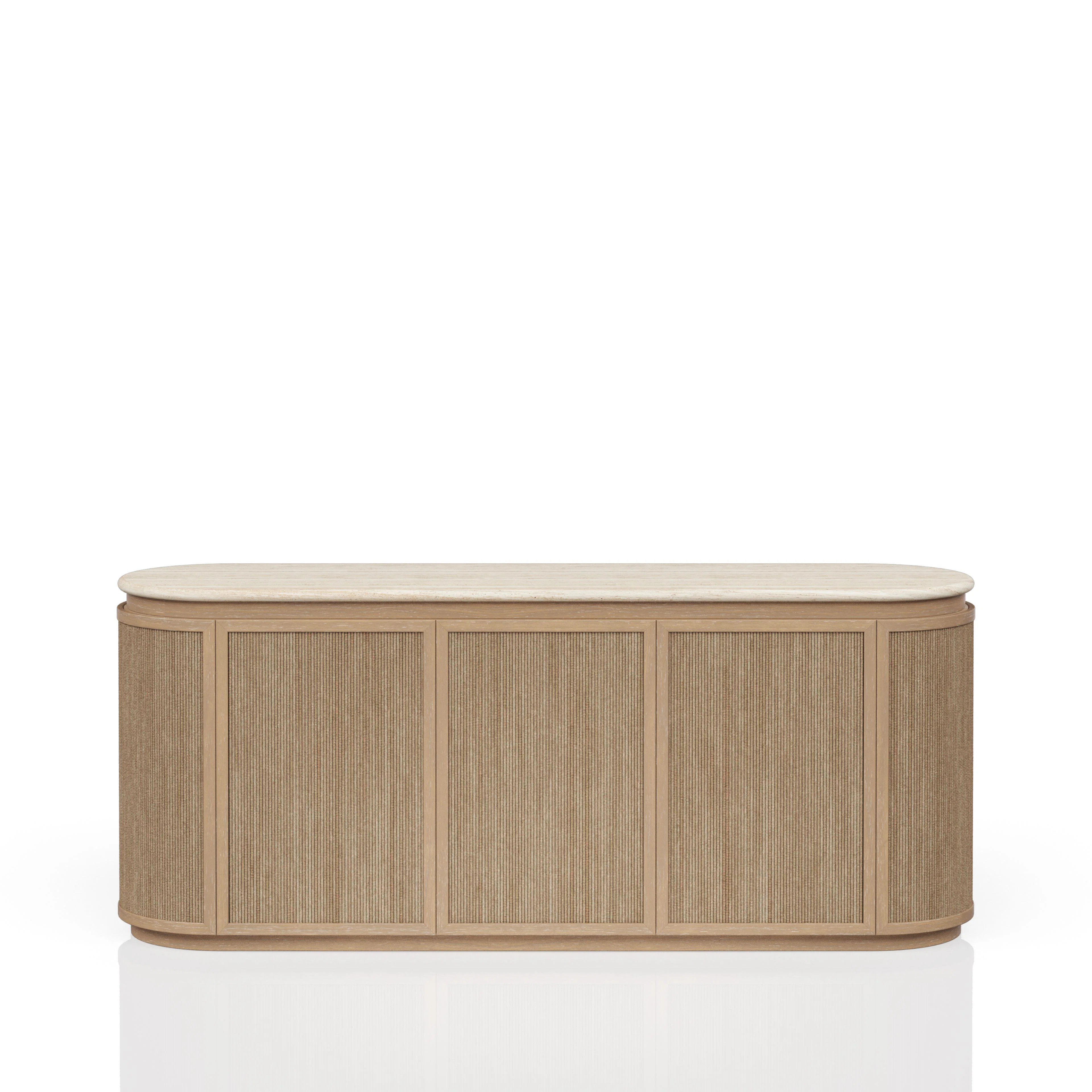 Mojo Travertine Stone Sideboard with Rope Accents & Power Access | Wayfair North America