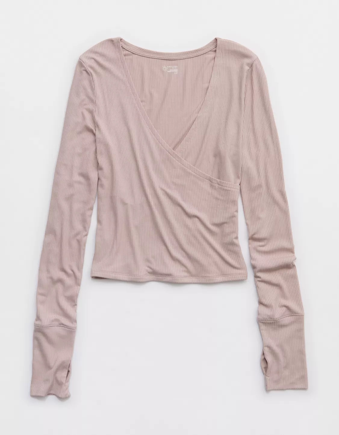 OFFLINE By Aerie Thumbs Up Ribbed Wrap Top | Aerie