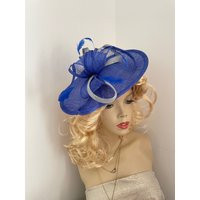 Cobalt Blue & Silver Fascinator Hat Saucer Hatinator, Perfect Hat For A Wedding, Affordable Fascinator, Feathers | Etsy (US)