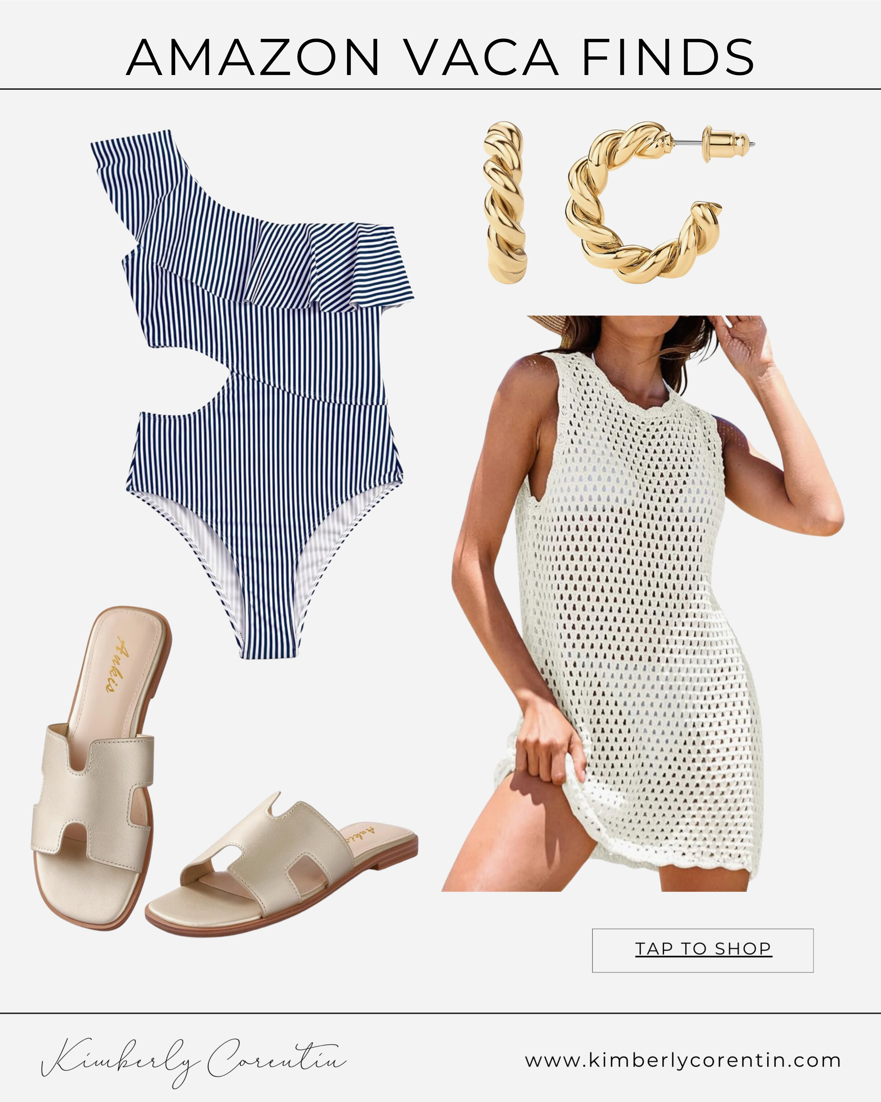 Vacation outfit idea for your next beach outfit! I love this coverup and the ruffle on this one piece bathing suit! Sandals that will go with just about any outfit on your beach trip!

Bathing suit coverup, Amazon vacation, Amazon bathing suits, Amazon sandals, Amazon faction, gold hoops, vacation outfit ideas, beach vacation outfits, beach vacation, beach outfits, beach cover up, beach vacation outfits Amazon, beach wear

#LTKSwim #LTKStyleTip #LTKFindsUnder50