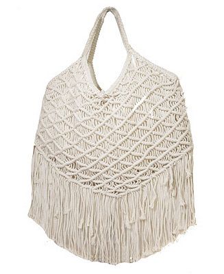Macrame Woven Bag in Cotton with Cotton Fringe Details | Macys (US)