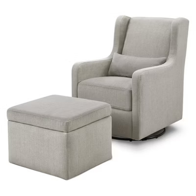 Carter's by daVinci Adrian Swivel Glider with Storage Ottoman - Performance Grey Linen | Target