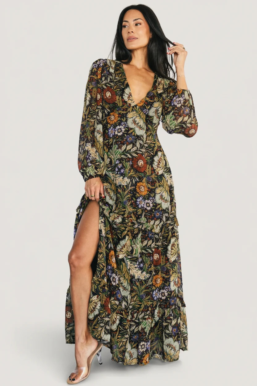 Bowman Deep V Maxi Dress — Multi Floral | Baltic Born | Baltic Born