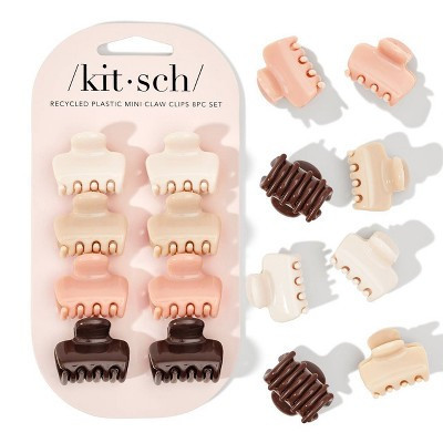 Kitsch Recycled Plastic Mini Puffy Claw Clips - 8pc - Rosewood | Target