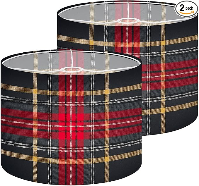 Large Drum Lamp Shades Set of 2 for Floor Lamps Plaid Tartan Colored seamless plaid tartan for fa... | Amazon (US)