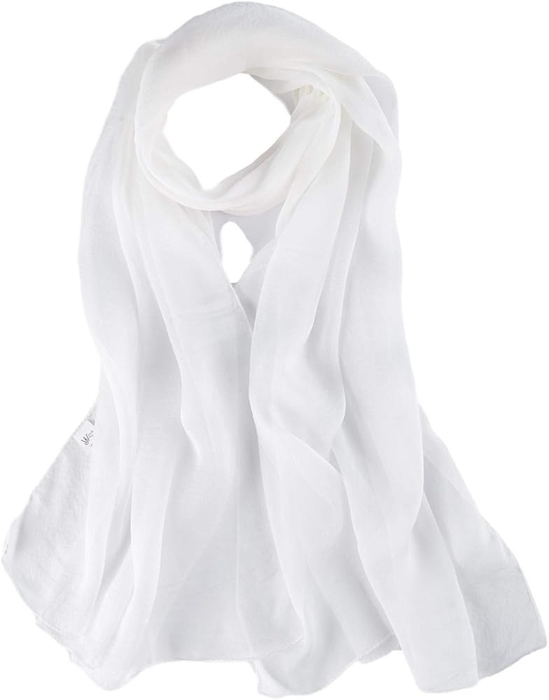 JWSilk Long Silk Chiffon Scarf Solid Color | Amazon (CA)
