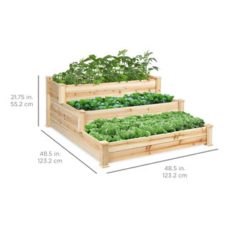 3-Tier Raised Garden Planter - Natural | Best Choice Products 