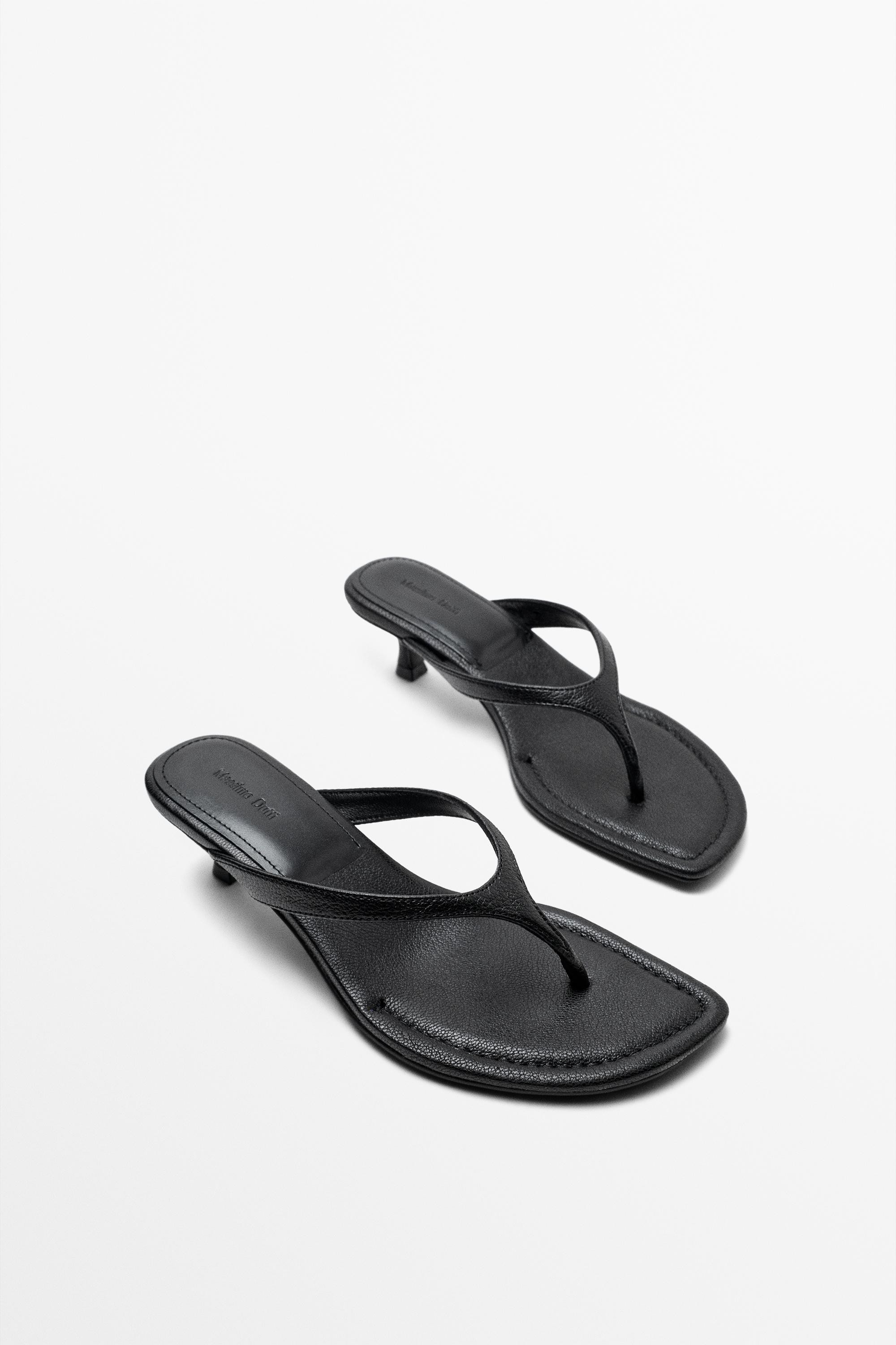 Leather heeled sandals | Massimo Dutti US