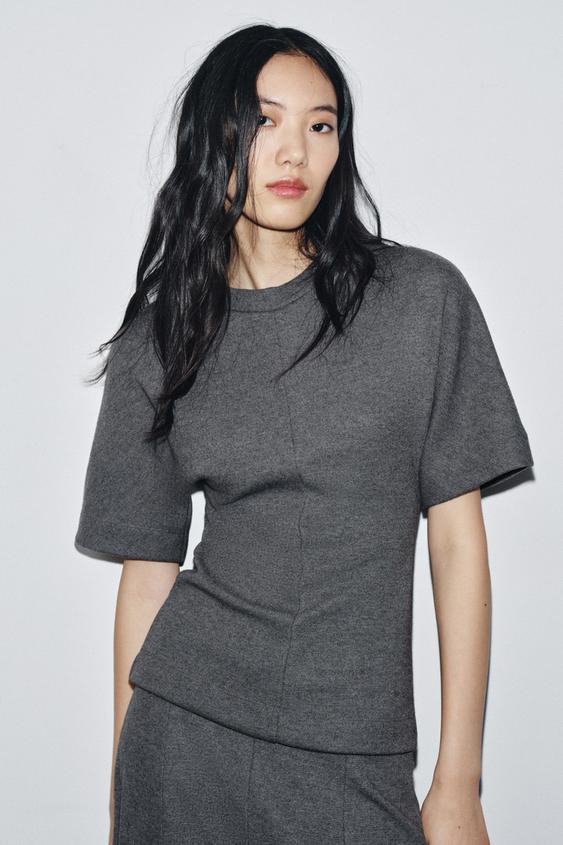 NEWSOFT FITTED TOP19.99 GBP Grey marl charcoal grey brown vigoreGrey marl | 0858/462/803Put it in... | Zara UK