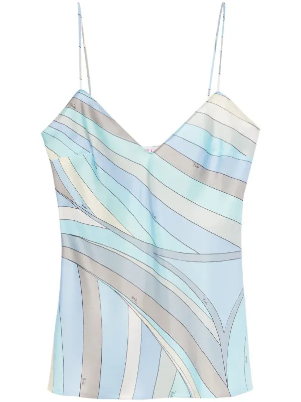 PUCCI Iride-print silk-twill Top | Blue | FARFETCH AU | Farfetch Global