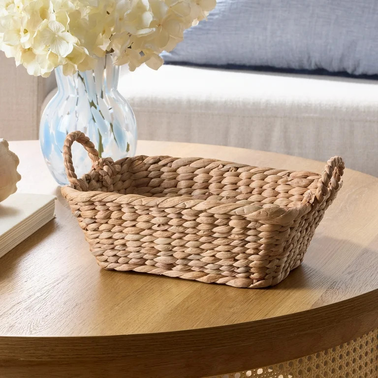 Better Homes & Gardens Handwoven Water Hyacinth Basket with Loop Handles, 3.9" | Walmart (US)